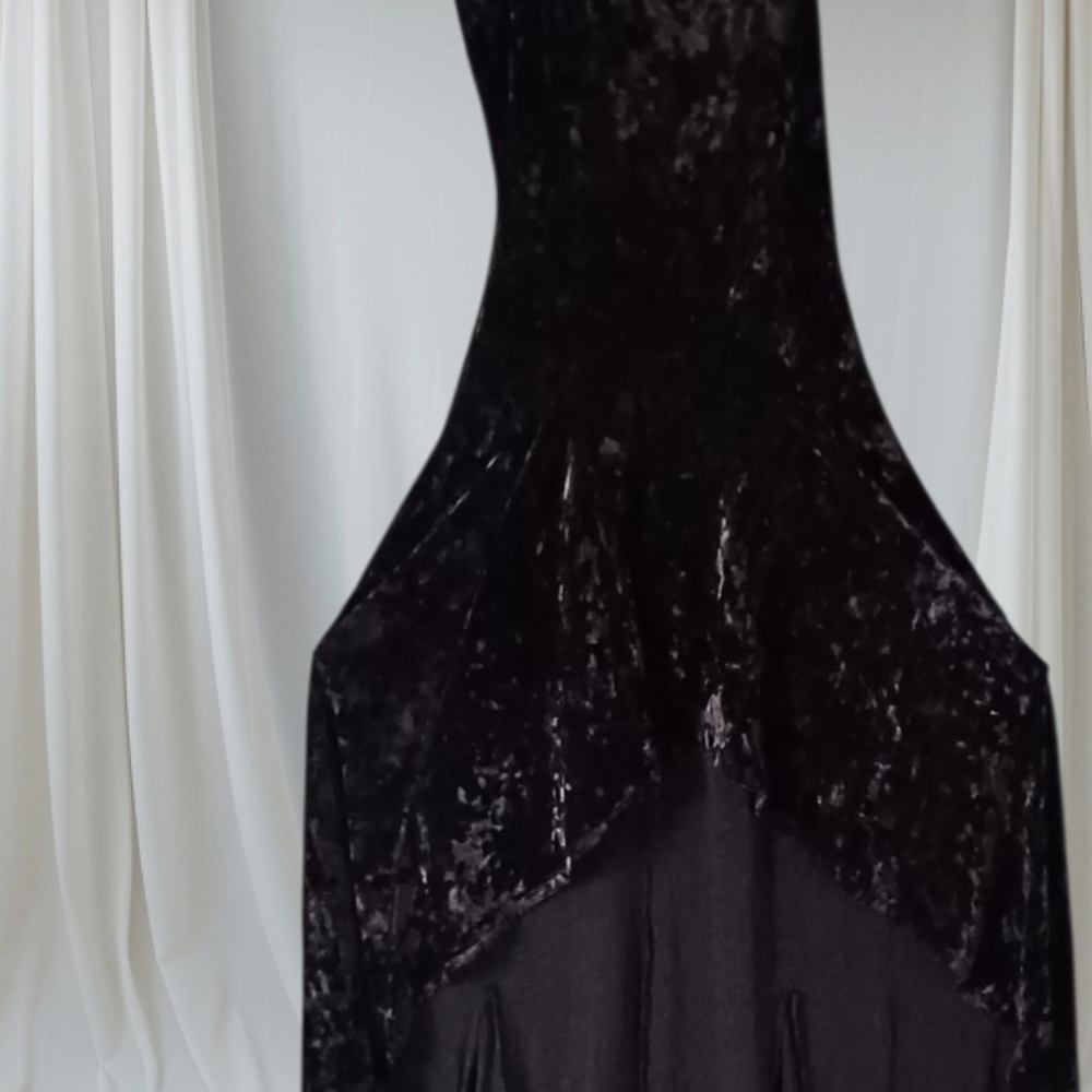 1980's Black Velvet High-Low Halter Cocktail Dress